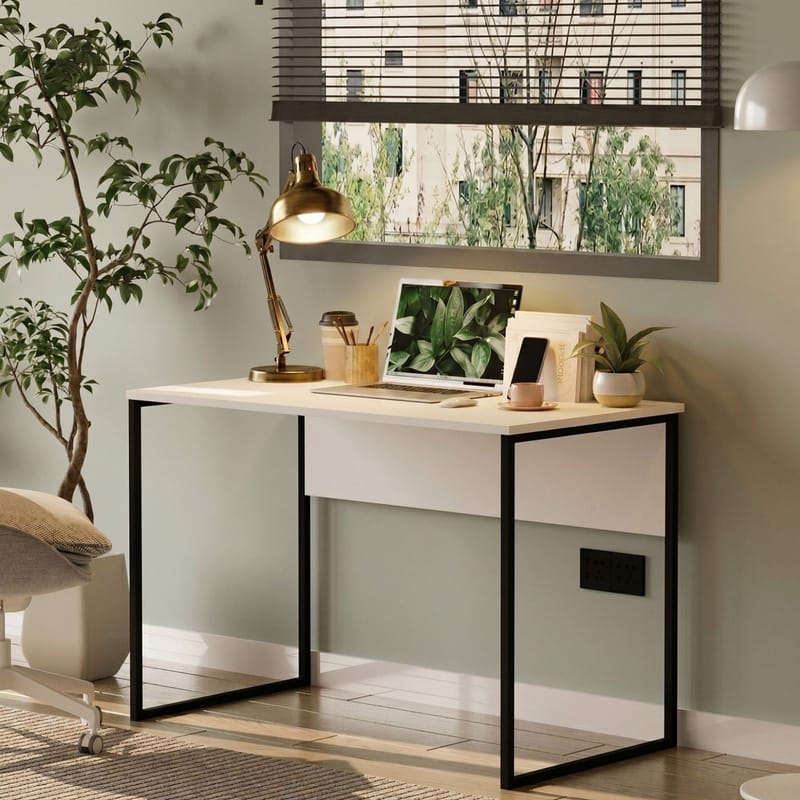 Skrivebord Skye Decor Bren (100 x 75 x 55 cm) Hvid - Hvid - Møbler - Borde - Kontorbord - Skrivebord