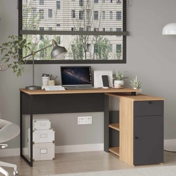 Skrivebord Skye Decor Cleo Hylde (129,8 x 70 x 90 cm) Natur antracit - Natur/Antracit - Møbler - Borde - Kontorbord - Skrivebord