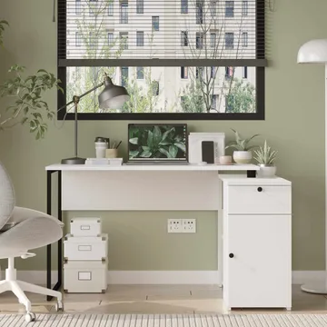 Skrivebord Skye Decor Cleo Shelf (129,8 x 70 x 90 cm) Hvid - Hvid - Møbler - Borde - Kontorbord - Skrivebord