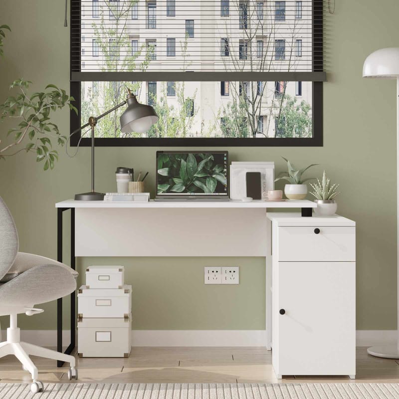 Skrivebord Skye Decor Cleo Shelf (129,8 x 70 x 90 cm) Hvid - Hvid - Møbler - Borde - Kontorbord - Skrivebord