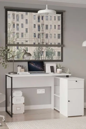 Skrivebord Skye Decor Cleo Shelf (129,8 x 70 x 90 cm) Hvid - Hvid - Møbler - Borde - Kontorbord - Skrivebord