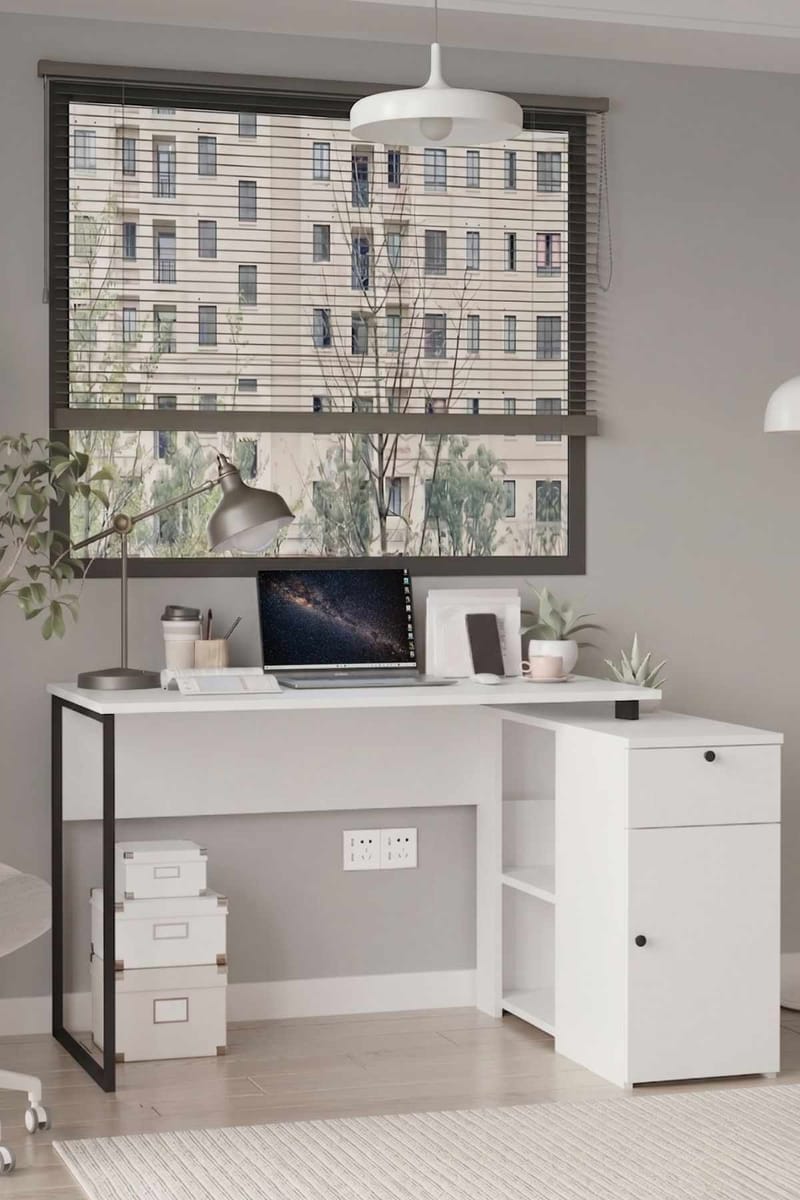 Skrivebord Skye Decor Cleo Shelf (129,8 x 70 x 90 cm) Hvid - Hvid - Møbler - Borde - Kontorbord - Skrivebord