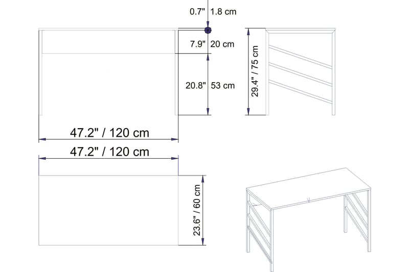 Sotinge Skrivebord 120 cm - Guld - Møbler - Borde - Kontorbord - Skrivebord