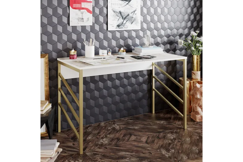 Sotinge Skrivebord 120 cm - Guld - Møbler - Borde - Kontorbord - Skrivebord