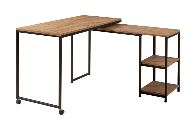 Soubiran Skrivebord 127 cm med Opbevaring Hylder - Natur/Sort - Møbler - Borde - Kontorbord - Skrivebord