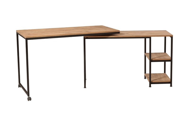 Soubiran Skrivebord 127 cm med Opbevaring Hylder - Natur/Sort - Møbler - Borde - Kontorbord - Skrivebord