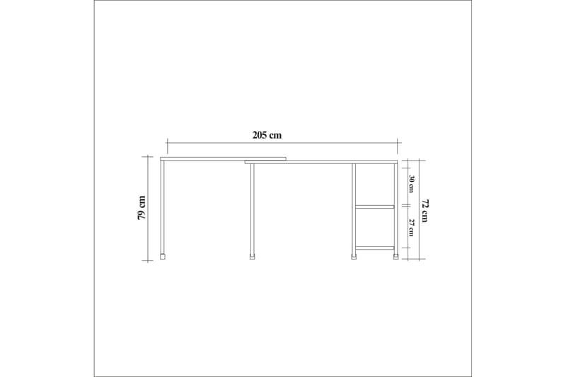 Soubiran Skrivebord 127 cm med Opbevaring Hylder - Natur/Sort - Møbler - Borde - Kontorbord - Skrivebord