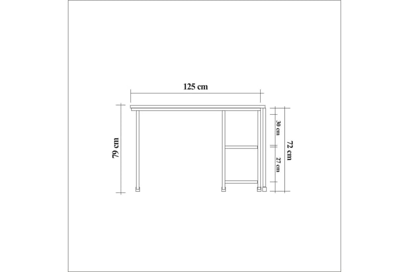 Soubiran Skrivebord 127 cm med Opbevaring Hylder - Natur/Sort - Skrivebord