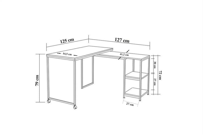 Soubiran Skrivebord 127 cm med Opbevaring Hylder - Natur/Sort - Skrivebord