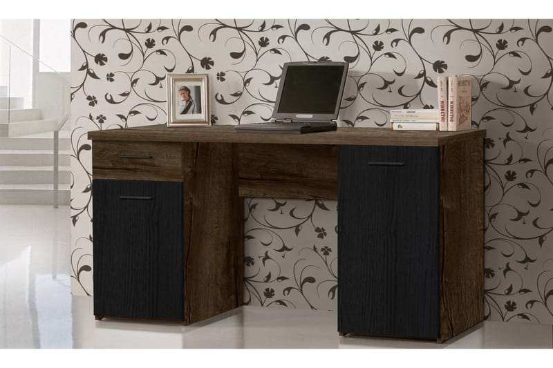Sredets Skrivebord 110 cm 3 Skab - Brun/Sort - Møbler - Borde - Kontorbord - Skrivebord