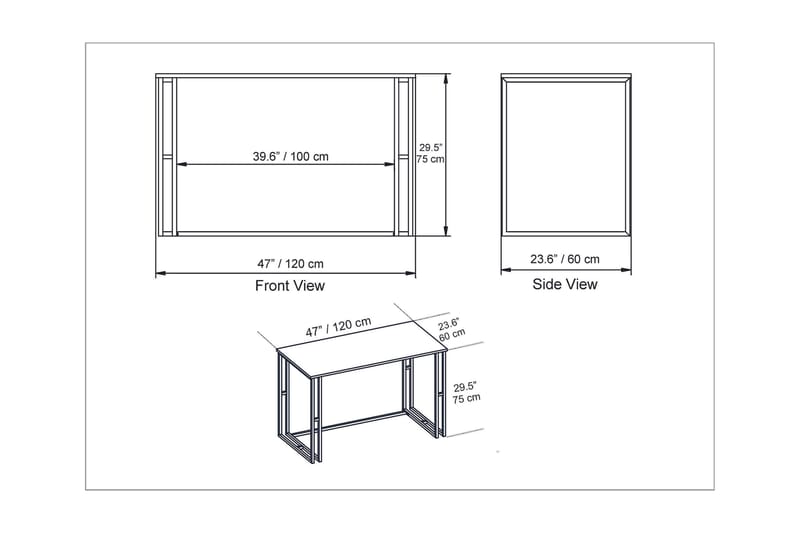 Stodene Skrivebord 120 cm Marmormønster - Hvid - Møbler - Borde - Kontorbord - Skrivebord