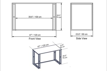 Stodene Skrivebord 120 cm Marmormønster - Sort - Møbler - Borde - Kontorbord - Skrivebord