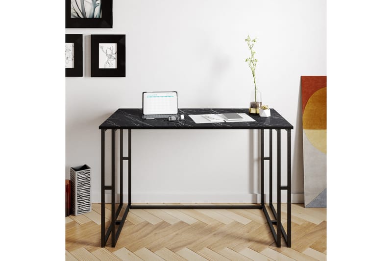 Stodene Skrivebord 120 cm Marmormønster - Sort - Møbler - Borde - Kontorbord - Skrivebord