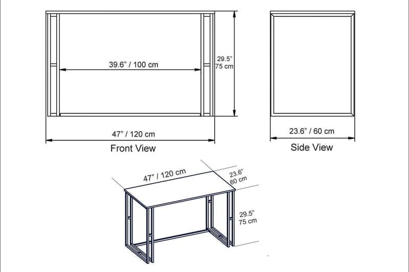 Stodene Skrivebord 120 cm Marmormønster - Sort - Skrivebord