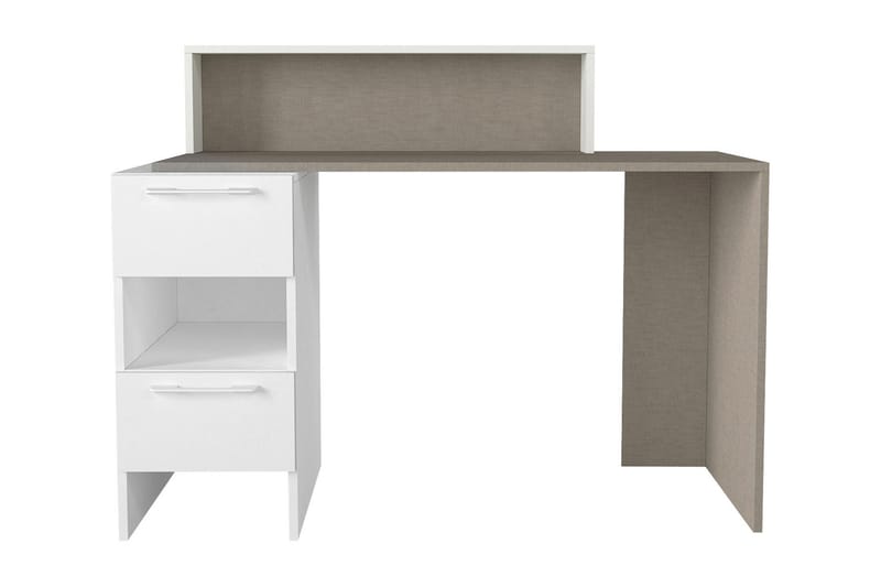 Sunagawa Skrivebord 127 cm med Opbevaring Hylder + Låger - Hvid - Skrivebord