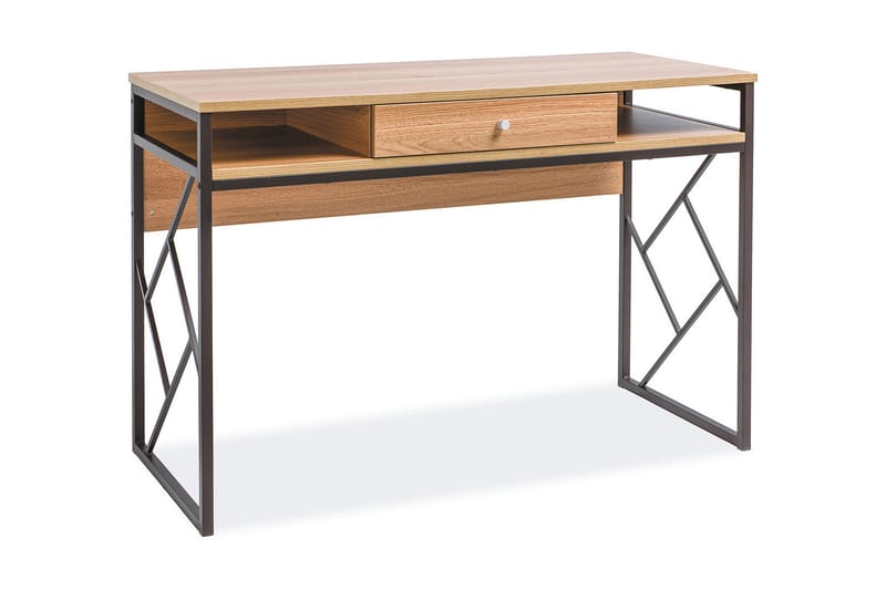 Tablonal Skrivebord 110 cm med Opbevaring Skuffe + Hylder - Natur/Sort - Skrivebord