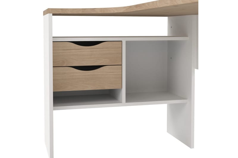 Taketo Hjørneskrivebord 145 cm - Hvid/Natur - Møbler - Borde - Kontorbord - Skrivebord - hjørneskrivebord