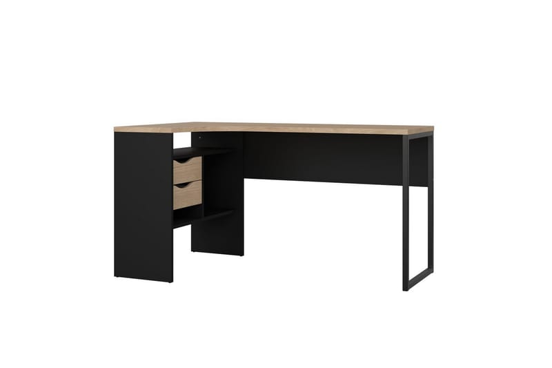 Taketo Hjørneskrivebord 145 cm - Mørkegrå/Natur - Møbler - Borde - Kontorbord - Skrivebord - hjørneskrivebord