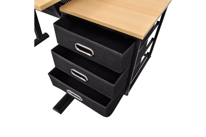 Tegnebord Med Skammel Og Tre Skuffer Vipbar Bordplade - Brun - Møbler - Borde - Kontorbord - Skrivebord