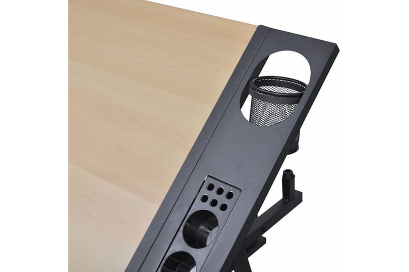 Tegnebord Med Taburet Og To Skuffer Vipbar Bordplade - Brun - Skrivebord