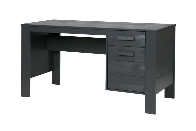 Tenney Computerbord 141 cm med Opbevaring Skuffe + Skab - Stålgrå - Møbler - Borde - Kontorbord - Skrivebord