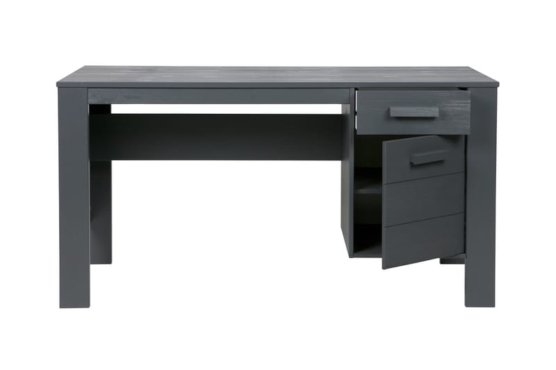Tenney Computerbord 141 cm med Opbevaring Skuffe + Skab - Stålgrå - Møbler - Borde - Kontorbord - Skrivebord