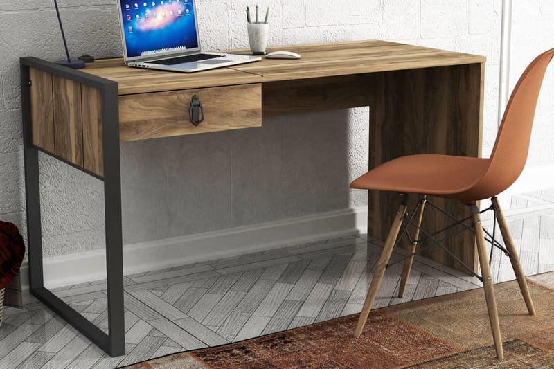 Tera Home Skrivebord 124 cm med Opbevaring Skuffe - Valnøddebrun - Skrivebord