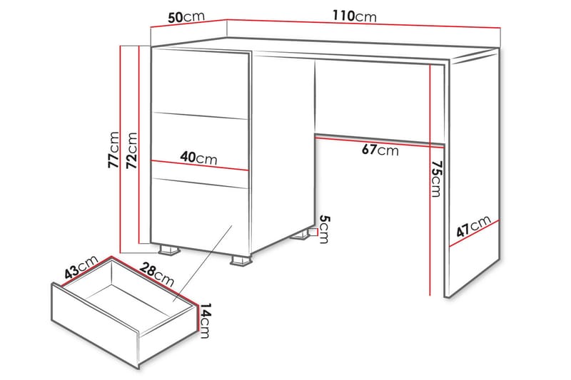 Tessan Skrivebord 110 cm med Opbevaring - Brun - Møbler - Borde - Kontorbord - Skrivebord