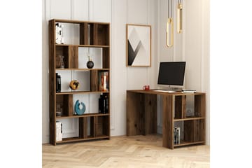 Timiza Skrivebord 120 cm med Opbevaring Hylde + Bogreol