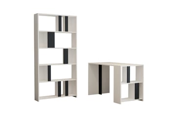 Timiza Skrivebord 120 cm med Opbevaring Hylde + Bogreol - Hvid/Antracit - Møbler - Borde - Kontorbord - Skrivebord