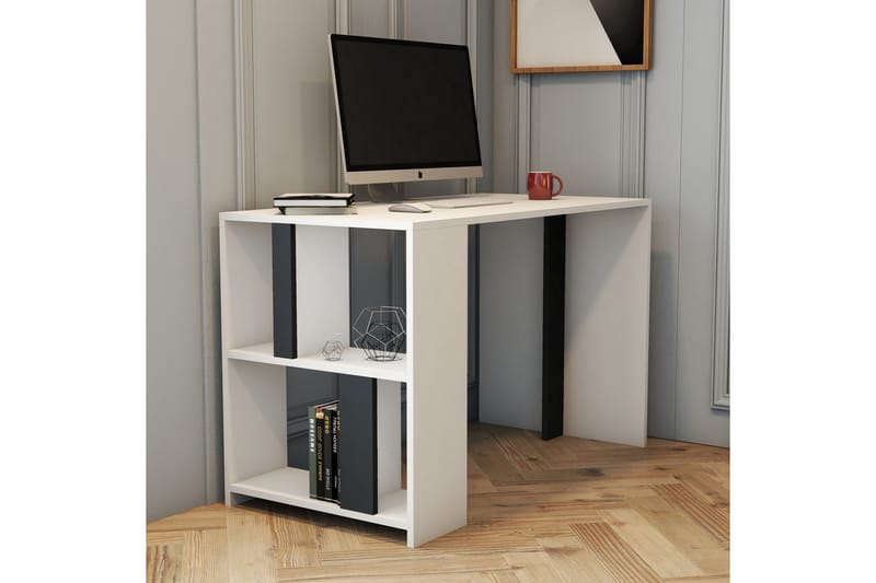 Timiza Skrivebord 120 cm med Opbevaring Hylde - Hvid/Antracit - Skrivebord