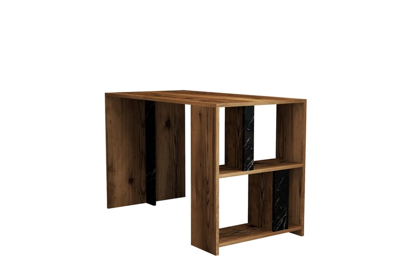 Timiza Skrivebord 120 cm med Opbevaring Hylde - Valnøddebrun/Sort - Møbler - Borde - Kontorbord - Skrivebord