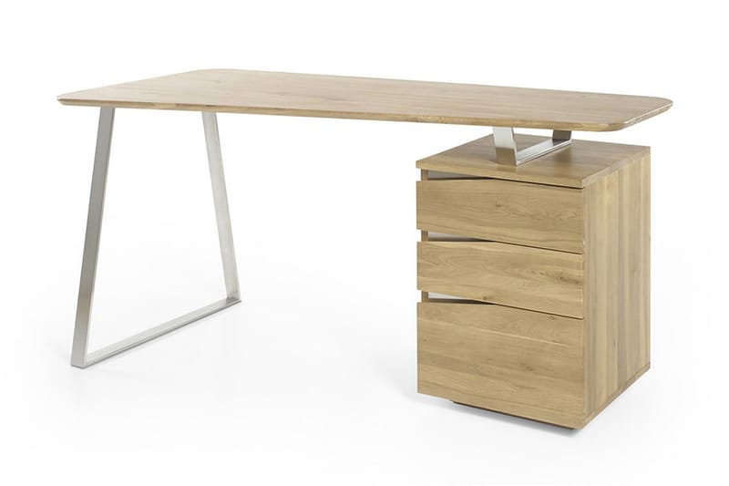 Tori Skrivebord 150 cm med Opbevaring 3 Skuffer - Massivt Eg - Møbler - Borde - Kontorbord - Skrivebord