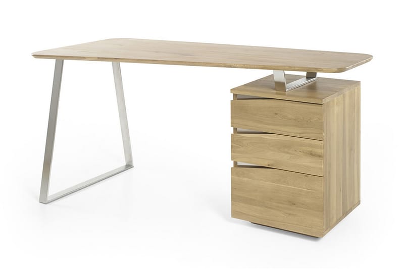 Tori Skrivebord 150 cm med Opbevaring 3 Skuffer - Massivt Eg - Møbler - Borde - Kontorbord - Skrivebord