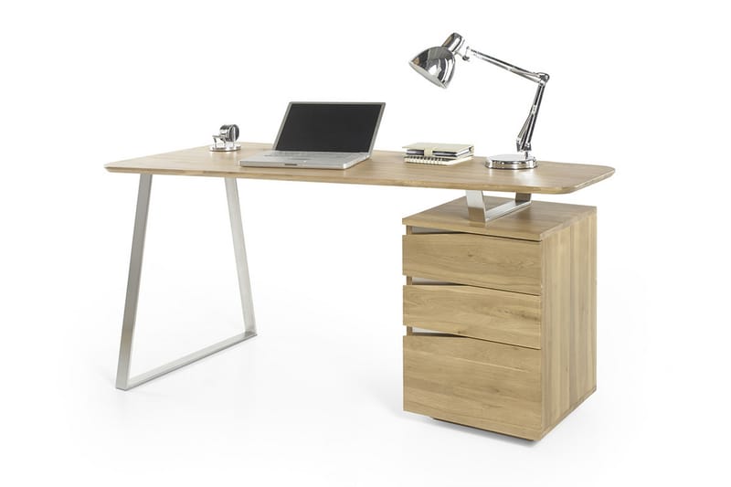 Tori Skrivebord 150 cm med Opbevaring 3 Skuffer - Massivt Eg - Møbler - Borde - Kontorbord - Skrivebord