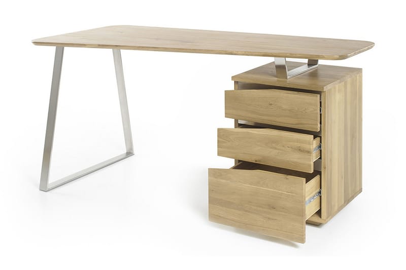 Tori Skrivebord 150 cm med Opbevaring 3 Skuffer - Massivt Eg - Møbler - Borde - Kontorbord - Skrivebord