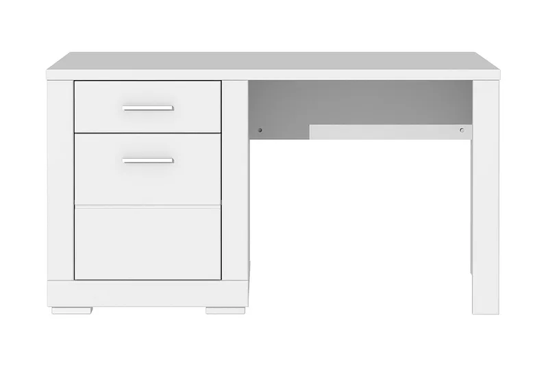 Uzayr Skrivebord 138 cm med Opbevaring Hylde + Skab, Hvid