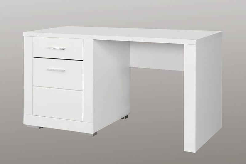 Uzayr Skrivebord 138 cm med Opbevaring Hylde + Skab - Hvid - Møbler - Borde - Kontorbord - Skrivebord