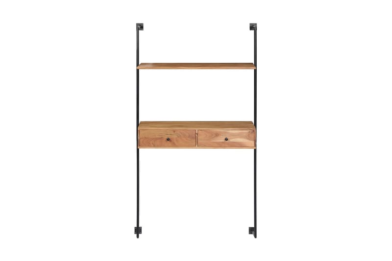 Vægmonteret Skrivebord Massivt Akacietræ 90 X 40 X 170 Cm - Brun - Skrivebord