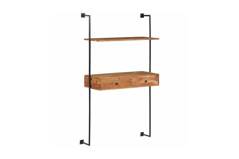 Vægmonteret Skrivebord Massivt Akacietræ 90 X 40 X 170 Cm - Brun - Skrivebord