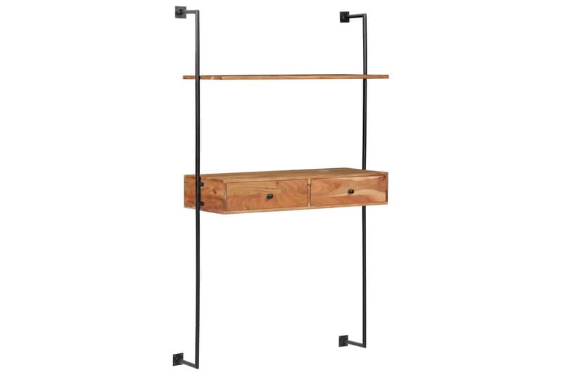 Vægmonteret Skrivebord Massivt Akacietræ 90 X 40 X 170 Cm - Brun - Skrivebord