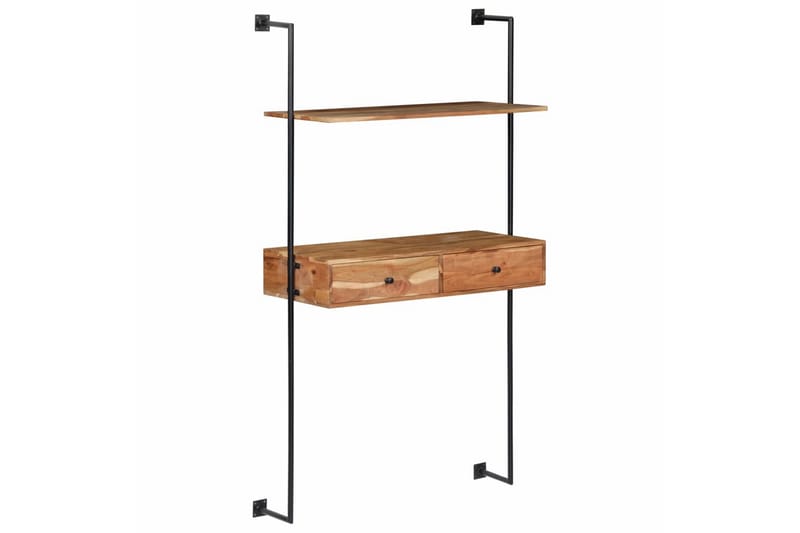 Vægmonteret Skrivebord Massivt Akacietræ 90 X 40 X 170 Cm - Brun - Skrivebord