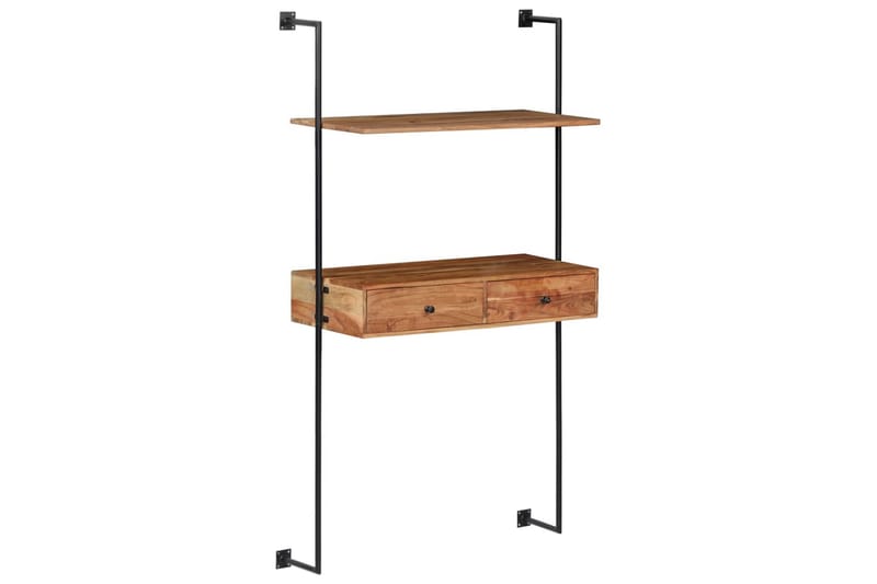 Vægmonteret Skrivebord Massivt Akacietræ 90 X 40 X 170 Cm - Brun - Skrivebord