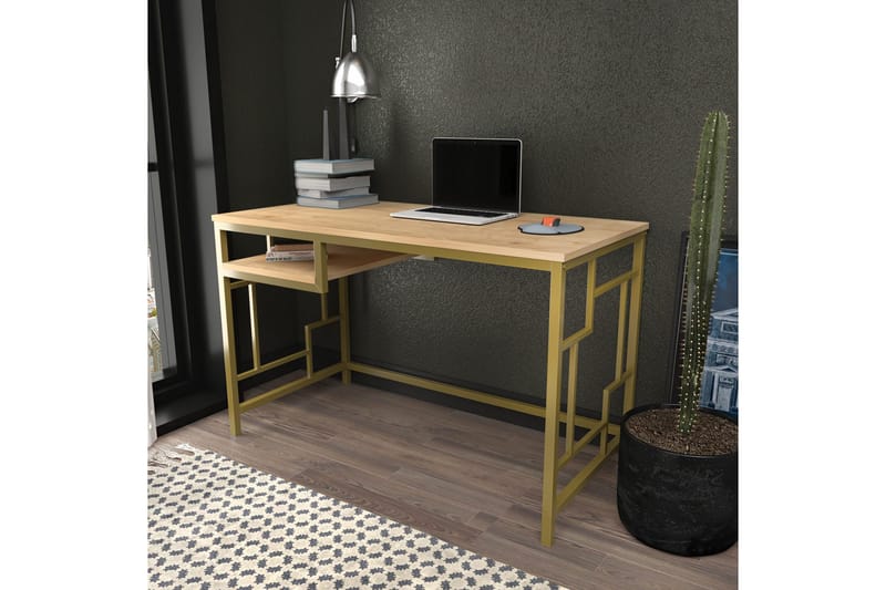 Vinresk Skrivebord 60x74,8x120 cm - Guld/Brun - Møbler - Borde - Kontorbord - Skrivebord