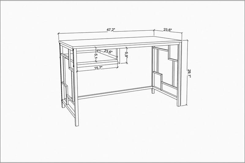 Vinresk Skrivebord 60x74,8x120 cm - Guld/Brun - Skrivebord