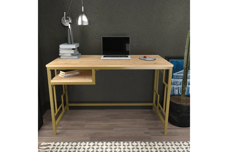 Vinresk Skrivebord 60x74,8x120 cm - Guld/Brun - Møbler - Borde - Kontorbord - Skrivebord
