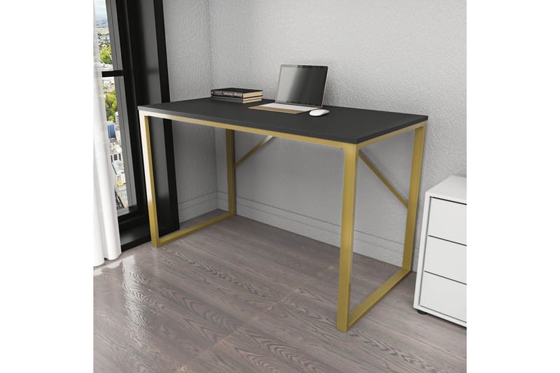 Vinresk Skrivebord 60x74x120 cm - Guld/Antracit - Møbler - Borde - Kontorbord - Skrivebord