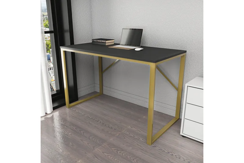 Vinresk Skrivebord 60x74x120 cm - Guld/Antracit - Møbler - Borde - Kontorbord - Skrivebord