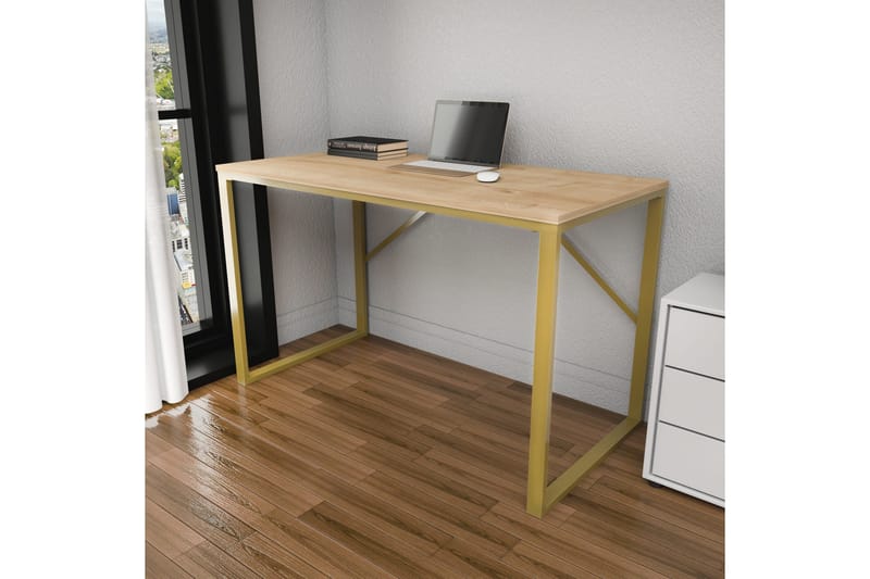 Vinresk Skrivebord 60x74x120 cm - Guld/Brun - Møbler - Borde - Kontorbord - Skrivebord