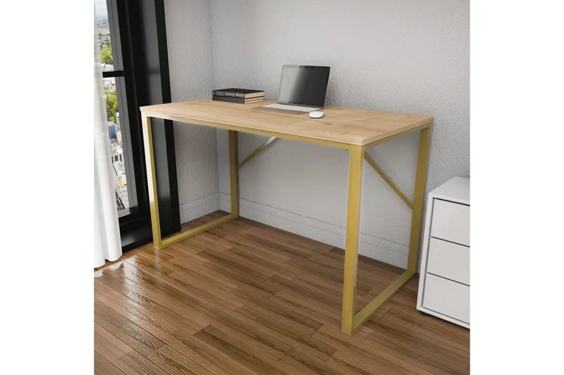 Vinresk Skrivebord 60x74x120 cm - Guld/Brun - Møbler - Borde - Kontorbord - Skrivebord